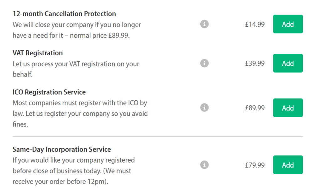 Rapid Formations same-day incorporation service — £79.99 add-on with 12pm GMT cutoff